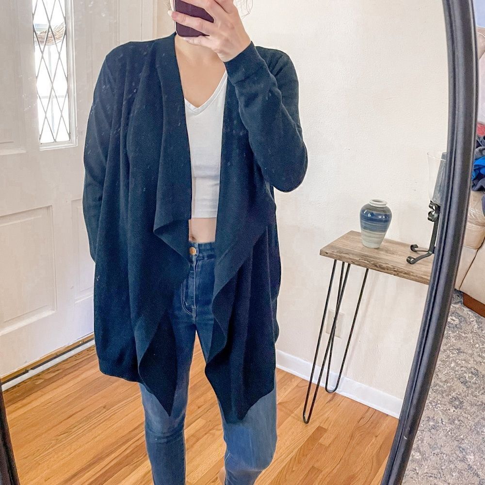 Theory Merino Wool Draped Open Front Cardigan Swe… - image 4